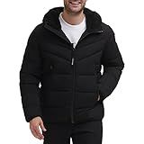 Calvin Klein Men's Winter Coat - Puffer Stretch Jacket With Sherpa Hood, Ebony, Medium