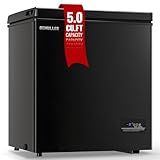 DEMULLER Chest Freezer 5.0Cubic Feet Deep Freezer Freestanding Freezers with 2 Removable Stainless Steel Basket, Mini Freezer Top Open Door Compact Freezer with Electronic Control 41℉ to -15℉BLACK
