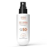 Aravi Organic 100% Mineral Sunscreen Spray SPF 50 | Broad Spectrum | Water Resistant 80 Min | Lightweight, No White Cast | Tan-Free Skin | Reef Safe + Oxybenzone Free | Zinc Oxide & Titanium Dioxide
