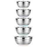 Idymere 5PCS Stainless Steel Mixing Bowls Set With Non-Slip Silicone Base