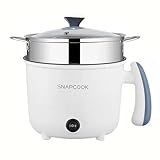1.8L Hot Pot Electric with SUS Steamer, Non-Stick Sauté Pan, Rapid Noodles Electric Pot, Mini Portable Hot Pot for Egg, Fried Rice, Ramen, Oatmeal, Soup