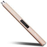 SUPRUS Electric Lighter Arc Windproof Flameless USB Rechargeable Lighter with Safety Lock for Candle BBQ Camping (Champagne Gold)