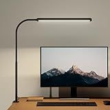 SUPERDANNY Eye-Caring LED Desk Lamp 360° Flexible Gooseneck Work Lamp with Desk Side Clamp Touch Control 3 Light Colors Smooth Dimming Task Lighting Reading Light for Home Office College Dorm, Black