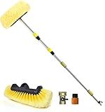 SISUPASSIE Car Wash Brush, 20FT Reach Telescopic Car Wash Brush with Long Handle, 12-Inch Soft Bristle Car Cleaning Brush for Cleaning Car, RV, Truck, Boat, Solar Panels