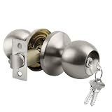 BESTTEN Keyed Entry Door Knob with Lock, Heavy Duty Interior and Exterior Door Lock, Standard Ball, Satin Nickel