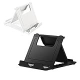 Kemoxan 2 Pack Portable Cell Phone Stand Holder for Desk, Foldable Pocket-Sized Mount, Universal Adjustable Desktop Mobile Phone Kickstand Compatible with iPhone IPads Kindle Android Black & White
