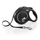 FLEXI New Classic Tape Retractable Dog Leash for Large Dogs Upto 110 lbs. – 26 ft., Black | Tangle Free Pet Walking Leash with One-Handed Brake, Pause, Lock|German Quality Product
