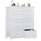 Sweetcrispy Dresser for Bedroom, Chest Organizer Unit with 8 Fabric Bins, Fabric Storage Tower, Drawer Organizer with Steel Frame, Wooden Top for Living Room, Closet
