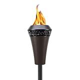 TIKI Island King 65" Metal Outdoor Torch – Weather-Resistant Decorative Torch with Long-Lasting Wick, Snuffer & Easy Refill for Backyard, Patio & Garden, Brown