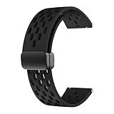 LYSMVIVI Sport Watch Band 18mm 19mm 20mm 22mm Quick Release Silicone Magnetic Sweatproof Breathable Watch Band for Men Women, Soft Silicone Sport Watch Strap - Black