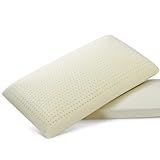 ECQOLRA 100% Natural Talalay Latex Pillow, Luxury Standard Size Medium Support Sleeping Bed Pillow for Side, Back, and Stomach Sleepers, Extra Soft Latex Foam Pillow, Removable Breathable Cotton Cover