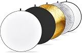 NEEWER 43 Inch/110 Centimeter Light Reflector Diffuser 5 in 1 Collapsible Multi Disc with Bag - Translucent, Silver, Gold, White, and Black for Studio Photography Lighting Outdoor