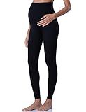 POSHDIVAH Women's Maternity Leggings Over The Belly Pregnancy Yoga Pants Active Wear Workout Leggings Black Large