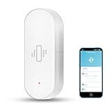 Smart Vibration Sensor: Wireless Glass Break Detector, WiFi Door Sensor with App Alerts, Adjustable Sensitivity, Glass Break Security Sensor for Alarm System and Smart Home Automation (1-Pack)
