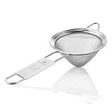 Homestia 3.3" Fine Mesh Strainer for Kitchen, 304 Stainless Steel Cocktail Sieve Sifters For Food, Liquid Drink Strainers Cup for Tea, Rice, Oil, Noodles, Fruits, Vegetables (Silver)