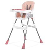 Dream On Me TableTalk 2-in-1 High Chair for Baby & Toddler – Convertible High Chair to Junior Chair, Removable Padded Seat, Dual Dishwasher-Safe Trays, Styrdy Steel Frame, Quick Folding Design – Pink