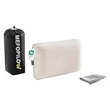 MEFOPILO Memory Foam Travel Pillow with Washable Cover & Carry Bag – Compact, Soft & Breathable Neck Pillow for Airplane, Camping & Car (White- with Extra Gray Cotton Cover, 15.7x9.8x3.9 inches)