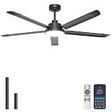 Ohniyou 60'' Industrial Ceiling Fan with Light for Patio, Porch, Black