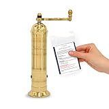 Alexander Home Original Greek Pepper Mill, 8-Inch Brass – European Manual Pepper Grinder, Refillable, with Polishing Cloth