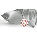 Bedsure Satin Pillowcase, Similar to Silk Pillow Cases Queen Size Set of 2, Cooling Pillow Case Covers with Envelope Closure, Room Decor Gifts for Women Men, Silver Grey, 20x30 Inches, 2pcs