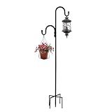 MIPON 78 Inch Double Shepherds Hooks for Outdoor Bird Feeder,Hanging Plants,Solar Light,Adjustable 78/62/46/30 Inch,3/4 Inch Width Garden Shepards Hook