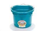 Little Giant® Flat Back Plastic Animal Feed Bucket | Animal Feed Bucket with Metal Handle | Horse Stall Feeding and Watering Supplies (Teal, 8 Quart)