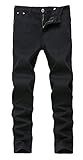 Mens Black Skinny Slim Fit Stretch Straight Leg Fashion Jeans Pants, Black, 32W
