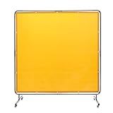 VEVOR Welding Screen with Frame, 6' x 6' Welding Curtain Screen, Flame-Resistant Vinyl Welding Protection Screen on 4 Swivel Wheel (2 Lockable), Moveable & Professional for Workshop/Industrial, Yellow
