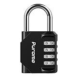 Puroma 1 Pack Combination Lock for Locker 4 Digit Outdoor Waterproof Padlock for School, Gym, Sports, Fence, Toolbox, Gate, Case, Outdoor, Hasp Storage, Cabinets (Black)