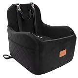 Lealchum Dog Booster Car Seat for Small/Medium Dogs Up to 35lbs,Elevated Cushion Fits in Front/Back Seat,Fully Detachable and Washable,2 Storage Pockets & Dog Leashes,Easy to Install(Black,Medium)