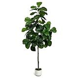 LuceAlberi Artificial Fiddle Leaf Fig Tree 6FT - Large Fake Tree with White Planter, Tall Faux Ficus Lyrata Tree Floor Plants for Indoor Home Decor Office Living Room Housewarming Gift, 1Pack