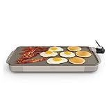 bella 10" x 20" Electric Griddle with EverGood™ Ceramic Nonstick Coating, Removable Temperature Probe, Dishwasher-Safe Drip Tray & Cool Touch Handles, Cook up to 10 Eggs, 1500 Watt, Oatmilk