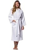 Turquaz Lightweight Waffle Knit Kimono Bathrobe - Soft Cotton Blend Spa Robe, Fast-Drying Full-Length Unisex Robes for Women