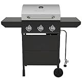 Nexgrill Propane 3 Burner Gas Grill, Side Tables with Stainless Steel Lid