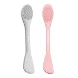 REVEX Silicone Face Mask Applicator,Face Scrubber,Pore Cleaning Brush,2Pcs Mask Applicator Tool for Facial Mud,Facial Cleansing Brushes for Makeup Skincare Removal.(Pink+Gray)