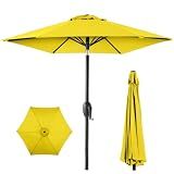 Best Choice Products 7.5ft Heavy-Duty Round Outdoor Market Table Patio Umbrella w/Steel Pole, Push Button Tilt, Easy Crank Lift - Yellow