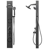 Dura Faucet (DF-SA914-MB) Premium RV Shower Panel Column – Matte Black, 4 Spray Options with Adjustable Body Sprayers, Overhead Shower & Handheld Wand – Water-Saving, Easy Install RV Shower System