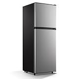 WANAI Classic Retro Compact Refrigerator 4.5 Cu.Ft - 2 Door Mini Fridge With Adjustable Removable Glass Shelves - Suitable for Dorm, Garage, and Office