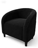 GarveeHome Accent Chair Living Room Chairs Barrel Boucle Chairs Comfy Armchairs for Bedroom Reading Room Reception Chairs(Black)