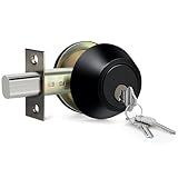 BESTTEN Single Cylinder Deadbolt, Dead Bolt for Front Door and Garage Door, Keyed One Side, Thumb Turn Inside, Matte Black Finish