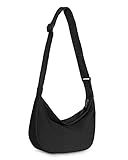 Crossbody Sling Bag for Women Men Trendy, Crescent Bag with Adjustable Strap, 2 Zippers Lightweight Nylon