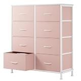 Sweetcrispy 8 Drawer Fabric Dresser for Bedroom, Tall Dresser, Pink