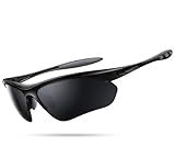 Lamicall 22g Polarized Sports Sunglasses for Men Women - Lightweight UV400 Protection Sun Glasses for Running Cycling Baseball Fishing Golf Driving, Black Gray