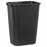 Rubbermaid Commercial Wastebasket Trash Container, 41QT/10.25 GAL, Plastic, Black, Stackable Trash Can for Bedroom/Bathroom/Office, Fits Under Desk/Sink/Cabinet