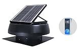 iLIVING HYBRID Ready Smart Thermostat Solar Roof Attic Exhaust Fan, 14", 40-Watt, 1150 CFM, Cools up to 2900 Sq.Ft. Coverage Area, Black