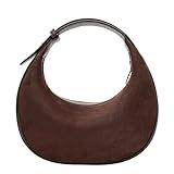 Herald Suede Crossbody Bag for Women, Vintage Hobo Handbag Crescent Shoulder Purses with Adjustable Strap Winter Fall (Suede Coffee)