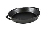 Lodge 10.25 Inch Pre-Seasoned Cast Iron Skillet - Dual Assist Handles - Use in the Oven, on the Stove, on the Grill, or Over a Campfire - Black