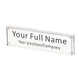 IEEK Acrylic Desk Name Plate, Clear Acrylic Block Nameplate Double Sided Holder, DIY Personalized Name, 2.5x10 Inch