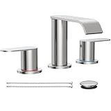 Brushed Nickel Waterfall Bathroom Faucet for Sink 3 Hole Widespread