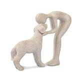FriyGardcn Abstract Person and Dog Head-to-Head Figurine Sandstone